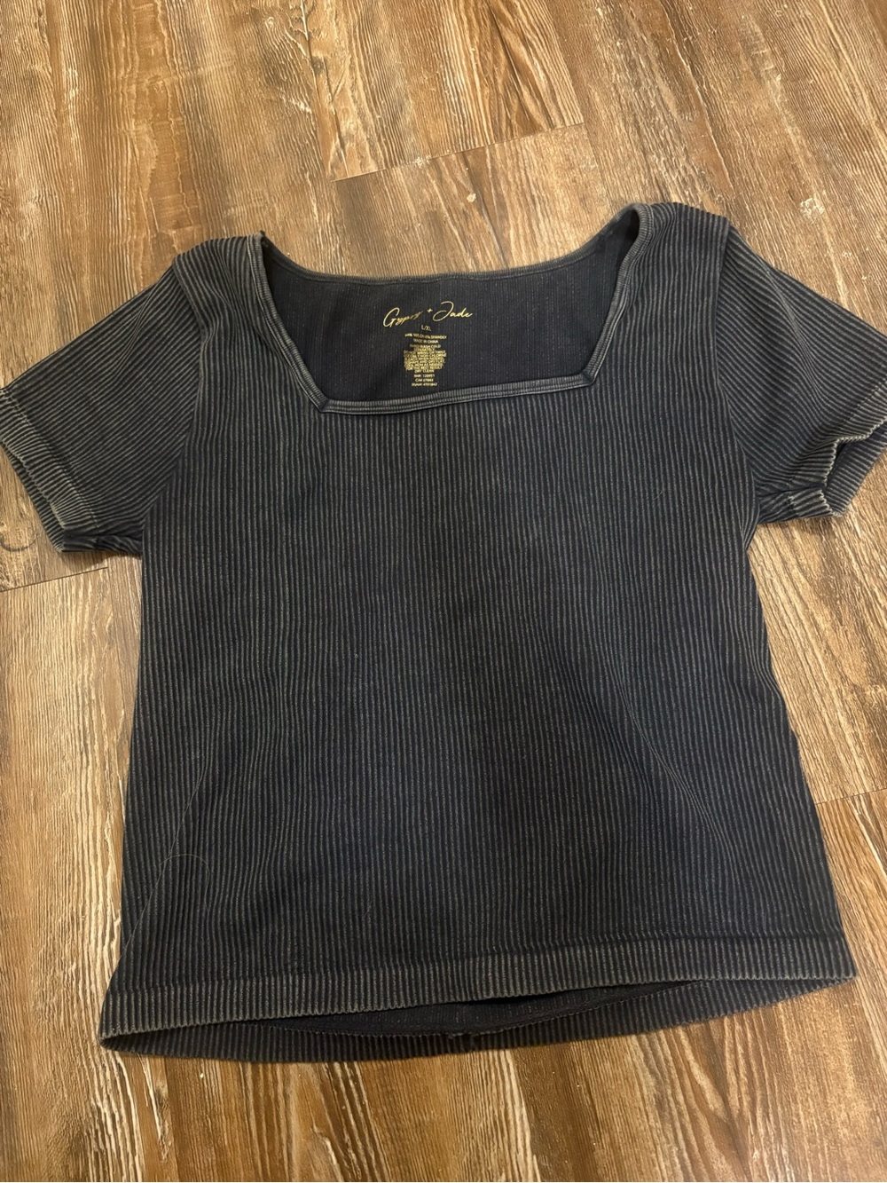 Gypsy 05 Charcoal Ribbed Square Neck Short Sleeve Tee